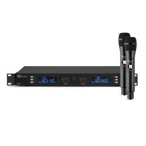 Power Dynamics PD632H 2X, 20-csatornás UHF vezeték nélküli mikrofon készlet, 2 x kézi mikrofon, fekete kép