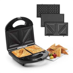 Klarstein Trilit 3 az 1-ben, szendvicskészítő, 750 W, 3 grillezőlap, LED, tapadásmentes felület, fekete kép
