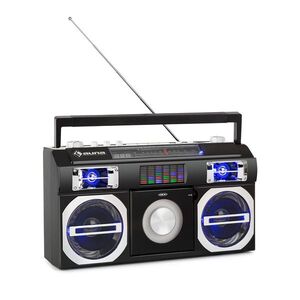 Auna Oldschool, retró lejátszó 80. évekből, CD, BT, USB, MP3, teleszkóp antenna, akkumlátor, fekete kép