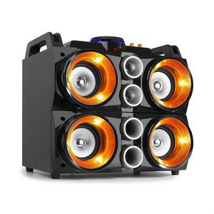Fenton MDJ200, party állomás, 150W, 4x4“ hangszóró, 2000mAh elem, fekete/narancssárga kép
