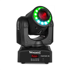 Beamz Panther 35, LED mozgófejes spotlámla, 35 W fehér LED dióda, 12 RGB SMD LED dióda, fekete kép