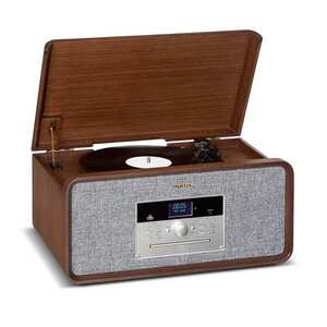 Auna Bella Ann, sztereó rendszer, lemezjátszó, rádió, DAB + / FM, USB, bluetooth, barna kép