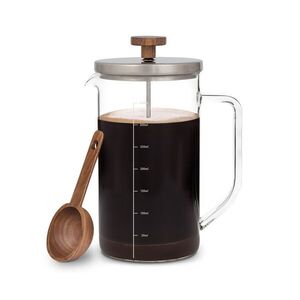 Klarstein Glaswerk Ristretto, french press, 0, 35 L, boroszilikát üveg, rozsdamentes acél, diófa kép
