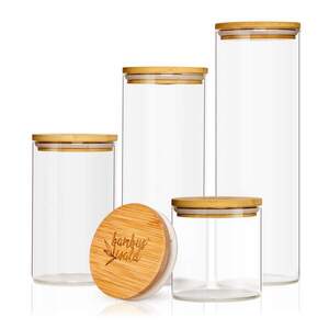 Klarstein Kerek edény élelmiszerek tárolására bambusz fedéllel, 4 darabos készlet, tartalmaz: 600 ml, 1000 ml, 1500 ml, 1800 ml kép