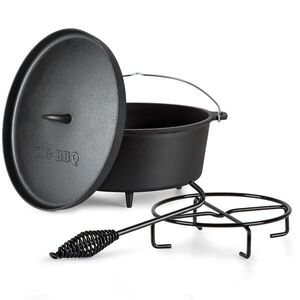 Klarstein Galloway, öntöttvas edény, 11.3 barbecue edény, öntöttvas, lábacskák, XL/10, 7 l méret kép