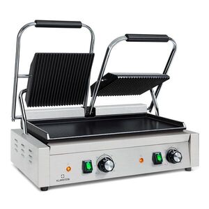 Klarstein Grillexpress 3600, kontaktgrill, paninimaker, 2x1800W, rozsdamentes acél, öntöttvas kép
