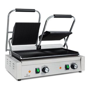 Klarstein Grillexpress 3600, kontaktgrill, paninimaker, 2x1800W, rozsdamentes acél, öntöttvas kép