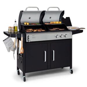 Klarstein Kingsville, kombinált grill, gáz + szén, 8, 1 kW, 2+1 égő, állítható magasságú kép