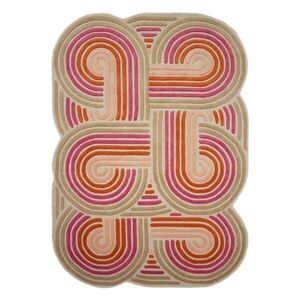 Rózsaszín kézi szövésű gyapjú szőnyeg 140x200 cm Spiral Shaped – Flair Rugs kép