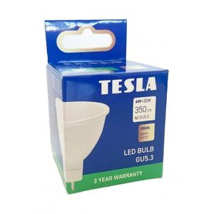 Tesla - LED izzó GU5, 3 MR16, 4W, 12V, 300lm, 25 000h, 3000K meleg fehér, 100° kép
