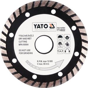 Yato gyémánt korong 115 x 22, 2 x 2, 4 mm turbó kép