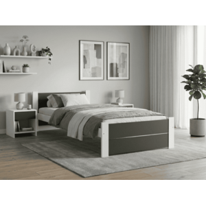 Ágy IKAROS DOUBLE 90 x 200 cm, antracit/fehér Matrac: Matrac nélkül, Ágyrács: Ágyrács nélkül kép