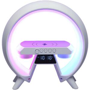 KIK KX3384 Multifunkciós Bluetooth RGB hangszóró, vezeték nélküli töltővel, fehér kép