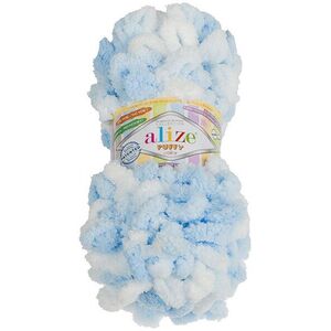 Bellatex fonal Puffy color 100 g - 5865 fehér, kék kép