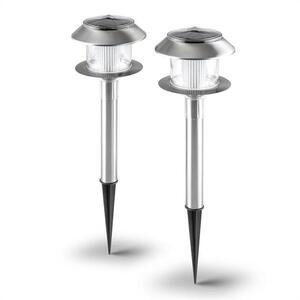 OneConcept Luzern, kerti lámpa, napelem, 2 darabos készlet, LED, akkumulátor, fehér, IP44, rozsdamentes acél kép