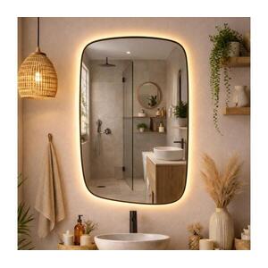 Baltica Design-LED világítással ellátott tükör STONE CALM 15W/230V 2700K 90x60 cm IP65 fekete 5904107932644 kép
