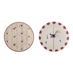 Desszertes kőedény tányér készlet 2 db-os karácsonyi mintával ø 16 cm Merry-go-round – Bloomingville kép