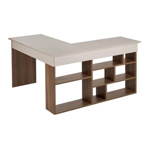 Íróasztal diófa dekorral 120x130 cm Vesper – Kalune Design kép