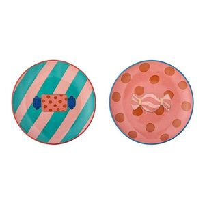 Rózsaszín desszertes kőedény tányér készlet 2 db-os karácsonyi mintával ø 16 cm Caramella – Bloomingville kép