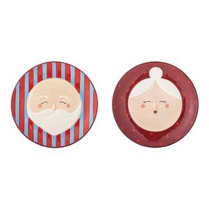 Piros desszertes kőedény tányér készlet 2 db-os karácsonyi mintával ø 16 cm Granny – Bloomingville kép