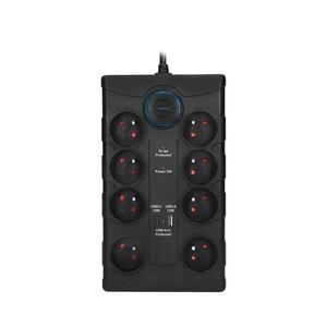 PO80B - Hosszabbító kábel kapcsolóval, 8 aljzat, E típus + 1xUSB-A + 1xUSB-C, 2 m, fekete PO80B kép
