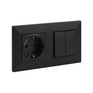 Legrand-Dupla lépcsőházi kapcsoló 6+6 és háztartási aljzat SC 250V/16A NILOE STEP LR0045+LR0037+LR0116 kép