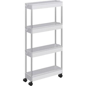 Songmics Műanyag mobilpolc, 40 × 12, 5 × 88 cm, 4 polc, fehér kép