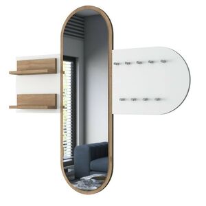 Pomi White and Walnut fali akasztó tükörrel , barna kép