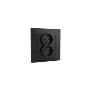 Legrand - Dupla háztartási fali dugalj kerettel 250V/16A NILOE STEP fekete LR0044+LR0034 kép