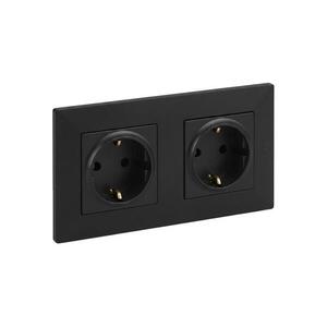 Legrand - Dupla háztartási SCHUKO aljzat 250V/16A NILOE STEP fekete LR0045+LR0116+LR0116 kép