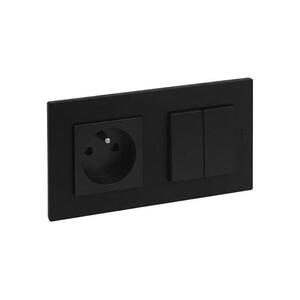 Legrand - Kettős lépcsőházi kapcsoló 6+6 és háztartási aljzat 250 V/16 A NILOE STEP LR0045+LR0037+LR0033 kép