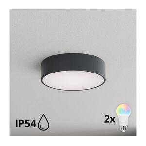Brilagi - LED RGBW Fürdőszobai mennyezeti lámpatest CLARE 2×E27/12W/230V Ø 30 cm antracit IP54 BG5220+2xAI0579 kép