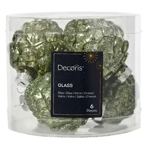 Karácsonyi díszek üveg tobozok 6 db zöld Ø5 cm h7 cm 9011113 kép