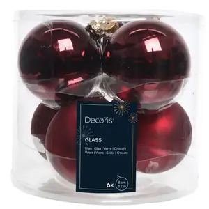 Karácsonyi üveggömbök 6 db piros Ø8 cm 9140399 kép