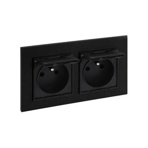Legrand - Kettős kültéri dugalj 250V/16A NILOE STEP IP44 fekete LR0045+LR0035+LR0035 kép
