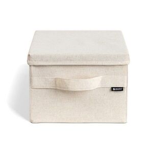 Bézs fedeles textil tárolódoboz 27x36x19 cm Soft Storage Small – Bigso kép