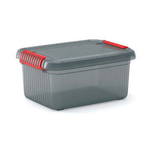 Szürke fedeles műanyag tárolódoboz 39x29x18 cm K Latch Box – KIS kép