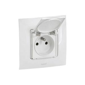 Legrand - Kültéri háztartási aljzat 250V/16A NILOE kerettel, fehér LR0028+LR0019 kép