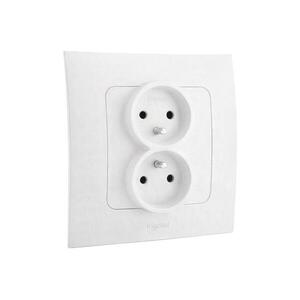 Legrand - Háztartási dupla dugalj 250V/16A NILOE kerettel fehér LR0028+LR0018 kép