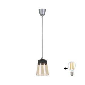 Brilagi-LED csillár R GLASS 1xE27/60W/230V Ø 15, 5 cm ezüst/füstös bézs/fekete NSTK7325+TK8612A kép