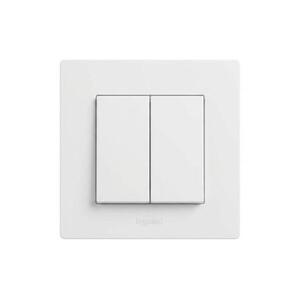Legrand - Kettős kapcsoló 5-ös kerettel NILOE STEP fehér LR0060+LR0055 kép