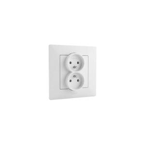 Legrand - Dupla háztartási aljzat 250V/16A kerettel NILOE STEP fehér LR0060+LR0050 kép