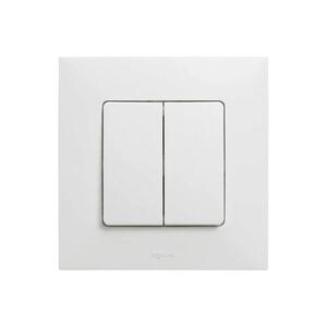 Legrand - Kettős lépcsőházi kapcsoló č. 6+6, NILOE kerettel, fehér LR0028+LR0021 kép