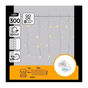 B.V. - LED kültéri karácsonyi fényfüzér 300xLED/8 funkció 18x0, 4m IP44 meleg fehér B10303K3P kép