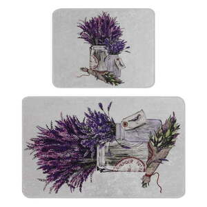 Lila-világosszürke fürdőszobai kilépő szett 2 db-os 60x100 cm Purpura – Foutastic kép