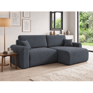 Kihúzható kétszínű L alakú ülőgarnitúra NORDEN PAROS 250x140 cm, sötétszürke kép