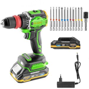 Procraft PA18ProDFR2 akkus fúró-csavarozó + bitkészlet, 13 részes (1 × 2 Ah) kép