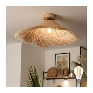 Brilagi - LED felületre szerelhető csillár CERIA BOHO 1xE27/40W/230V átm. 70 cm rattan/tölgy BG3985+EG781136 kép